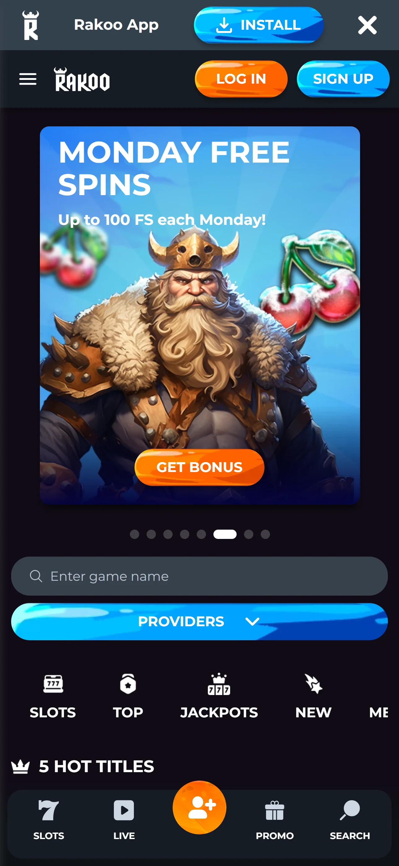Rakoo Casino — mobiel